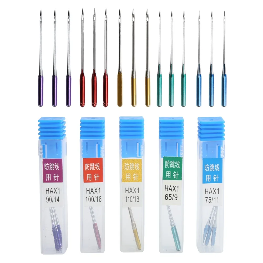 15pcs Anti-Jumping Sewing Machine Needles Sharp Tips Regular Point Universal Sewing Needles Steel Flat Shank Ball Point Needles view 2