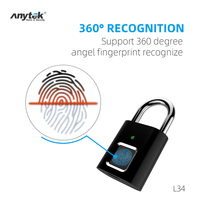 Anytek L34 Smart Fingerprint Padlock Mini Security USB Rechargeable Keyless Lock for Door Locker Bag Suitcase