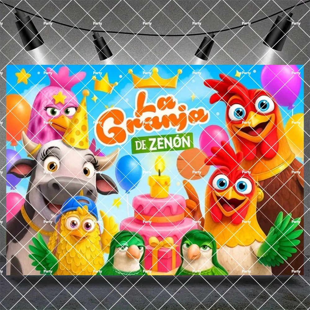  Cartoon La Granja De Zenón Hintergrund für Kinder-Erstgeburtstagsfeier, Dekoration mit Grünem Gras, Bauernhof-Babyparty-Banner, Poster für Fotostudio – Detail 2