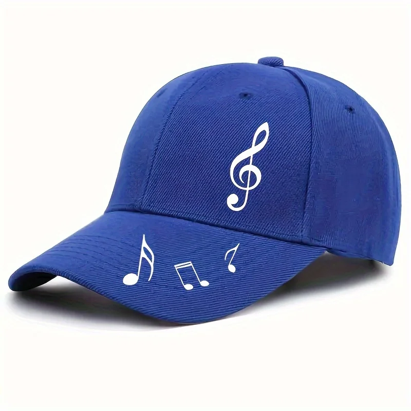 Boné de beisebol ajustável de 1 unidade com bordado de notas musicais – poliéster leve e respirável, chapéu de proteção solar em várias cores