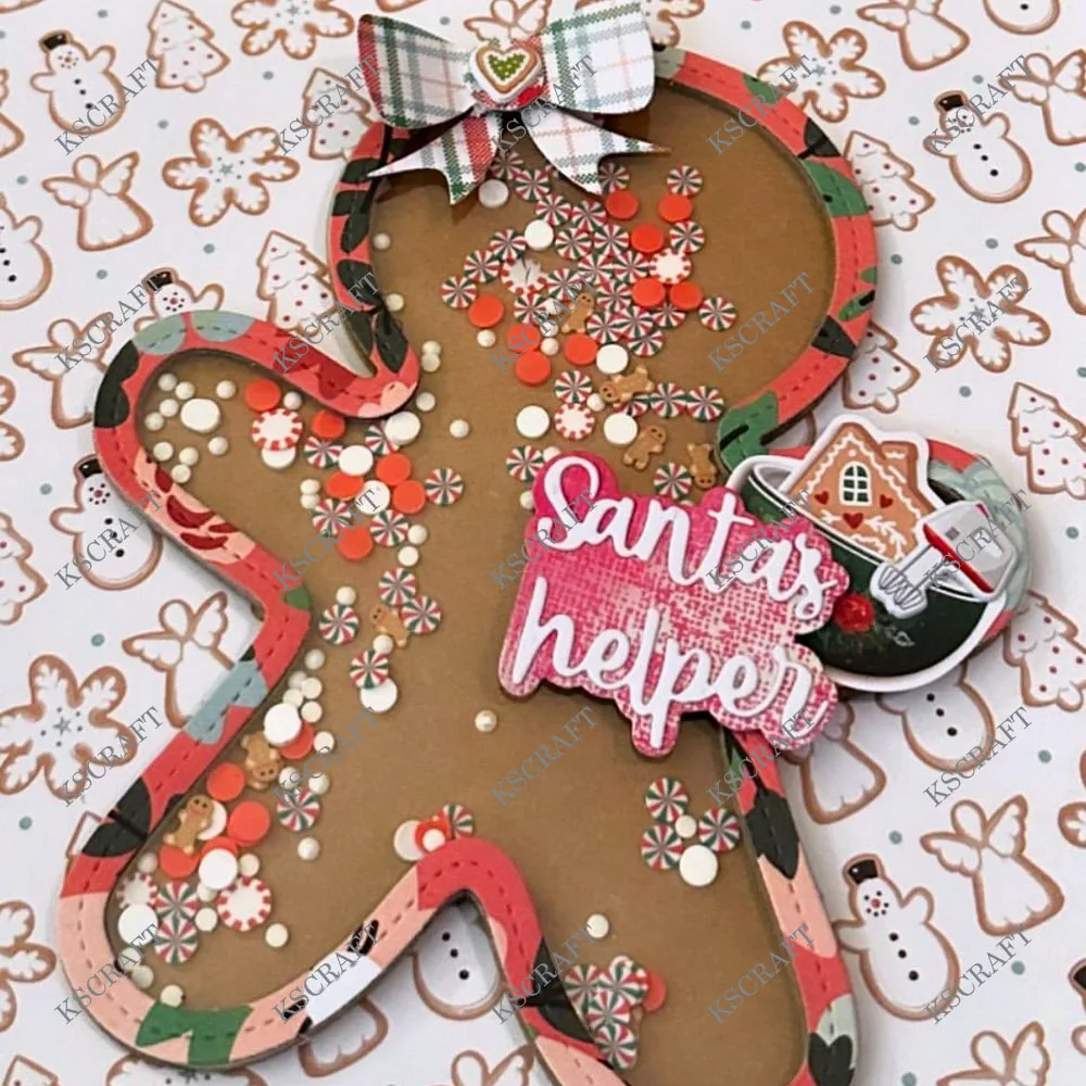 KSCRAFT Large Gingerbread Man Shaker Cutting Dies Stencils for DIY Scrapbooking Decorative Embossing DIY Paper Cards