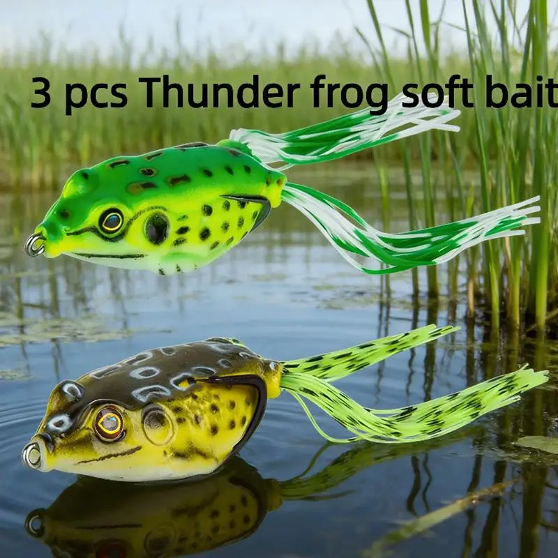 1Pcs Frog Bait Plastic Fishing Lure With Fishing Hooks Topwater Ray Frog Artificial 3D Eyes Fishing Tackle Accessory Fish Suppl