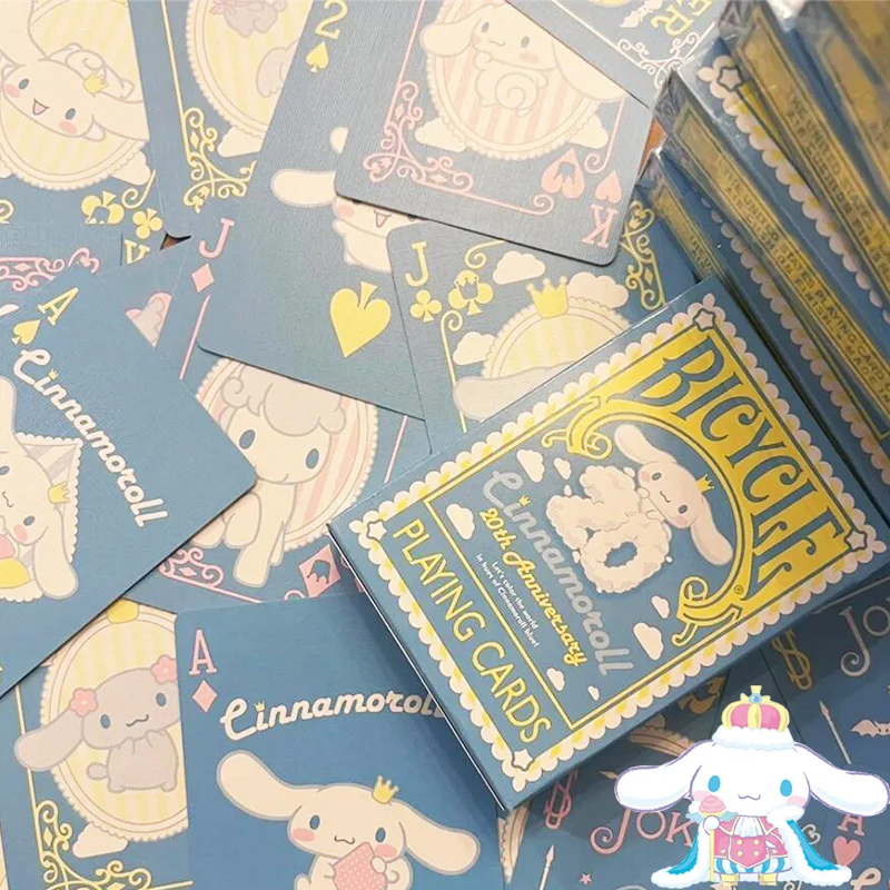 Kawaii Sanrio Cinnamoroll Playing Cards Cartoon Anime Characters Card Picnic Party Board Game Solitaire Christmas Gift Toy Girls