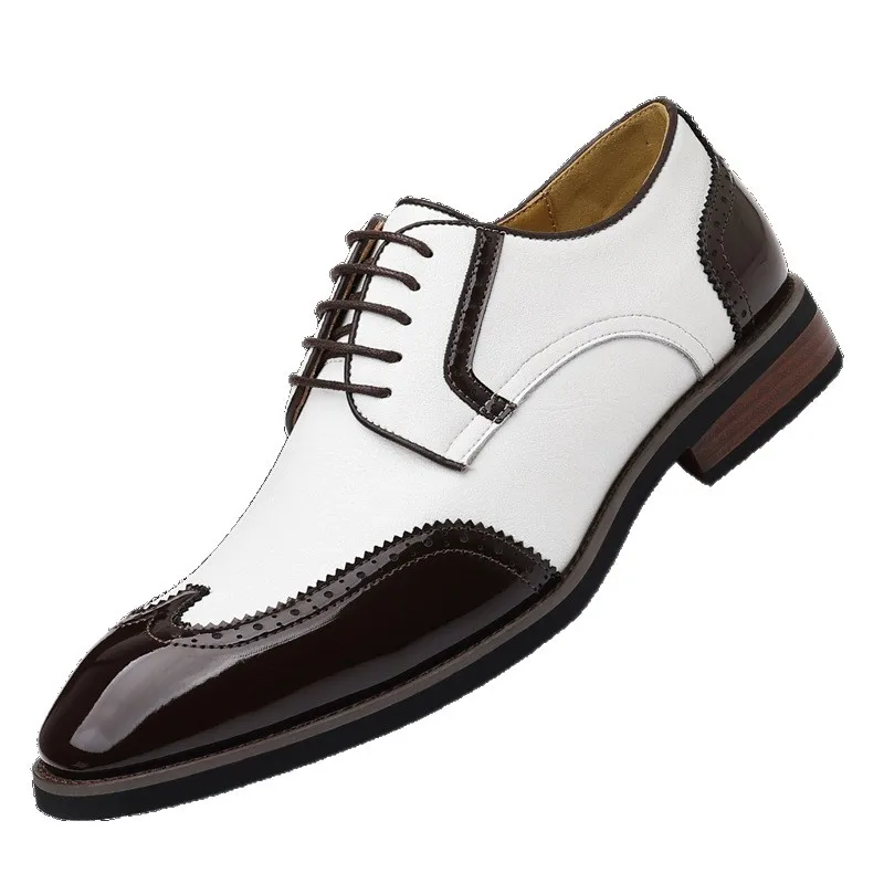 Men Brogue Carved Leather Shoes Fashion British Formal Man Dress Shoes Handsome Male Business Office No Slip Daily Leather Shoes