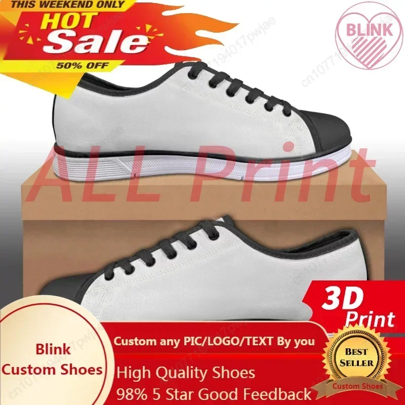 Custom Casual Canvas Shoes Men Sneakers Breathable Sport Lace Up Sneakers 3D Print Custom Logo All Print Design DIY Free Design