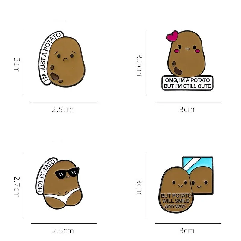 Sweet Cartoon Potato Enamel Brooch Cute Phrase Lapel Pin Backpack Clothing Hat Accessories Badge Decoration