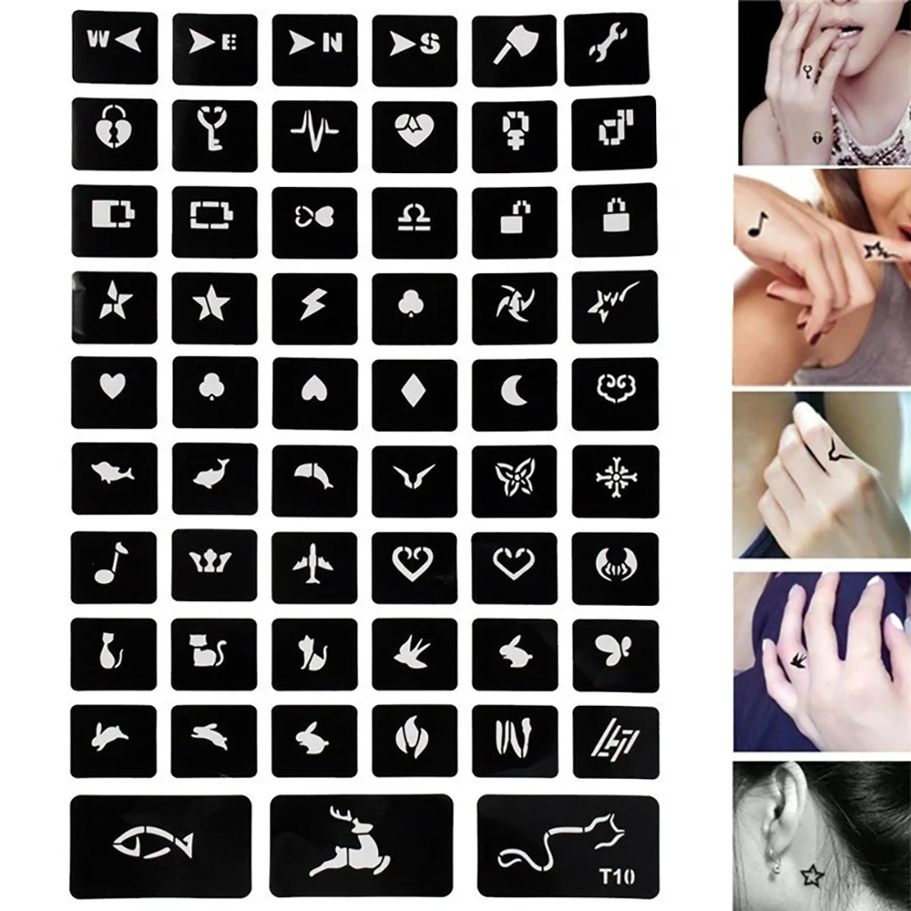 Tatuaje temporal con purpurina con plantillas, 30 colores brillantes, adultos, niños, artes corporales, Kit de maquillaj