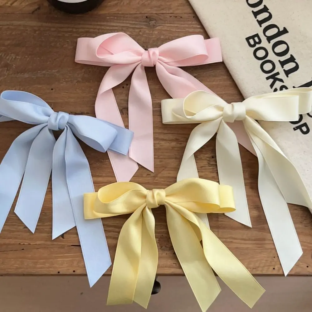 

Fashion Ballet Bowknot Hair Clip Satin Solid Spring Barrettes Cute Braiding Hair Tool Women Girls