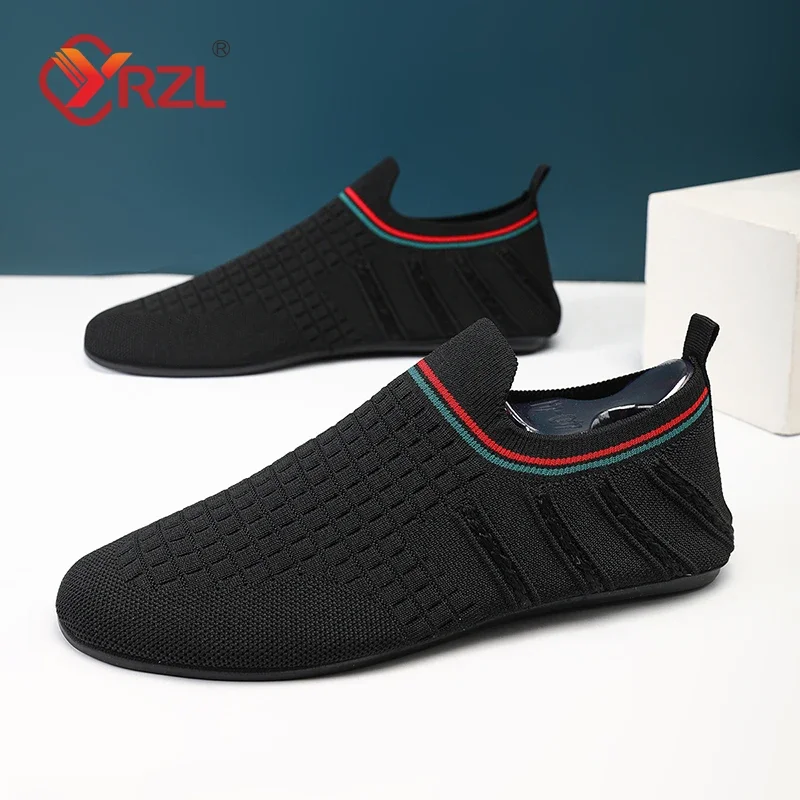 YRZL Loafers Men Soft Driving Moccasins High Quality Flats Male Walking Shoes Breathable Mesh Casual Loafers Summer Mens Shoes