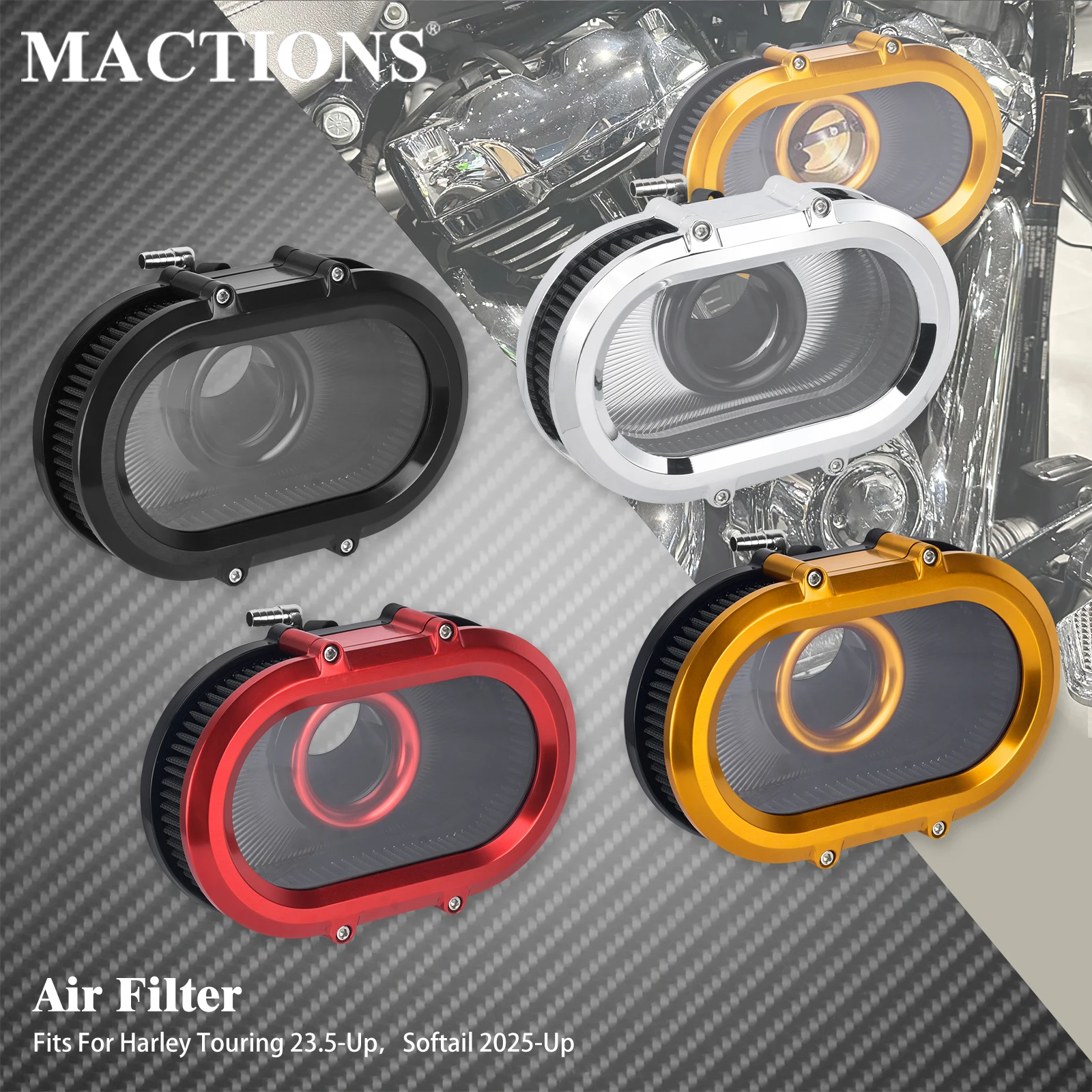 Motorrad-Luftfilter Ovaler Runder Reiniger Ansaugfilter für Harley Softail Breakout FXBR Low Rider S FXLRS Street Bob FXBB 2025
