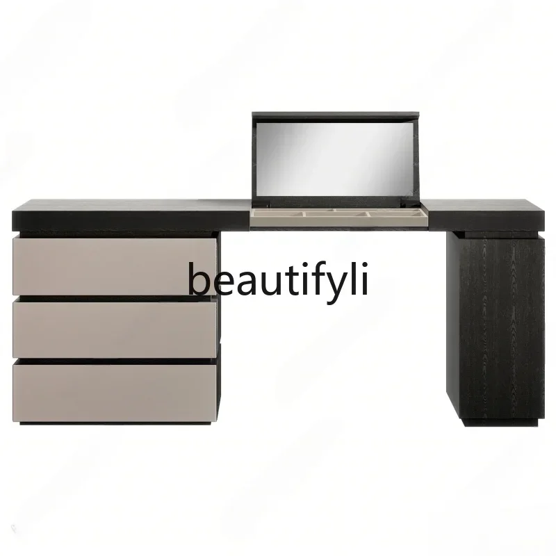 

Italian minimalist paint dresser table flip mirror dressing table bedroom integrated TV cabinet
