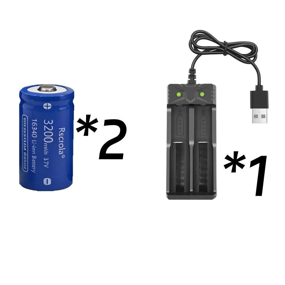 3,7 V 16340 Li-ion batterij 3200 mAh, oplaadbare CR123A-batterijen met oplader, voor Arlo-camera's VMC3030 VMK3200 VMS3330, zaklamp