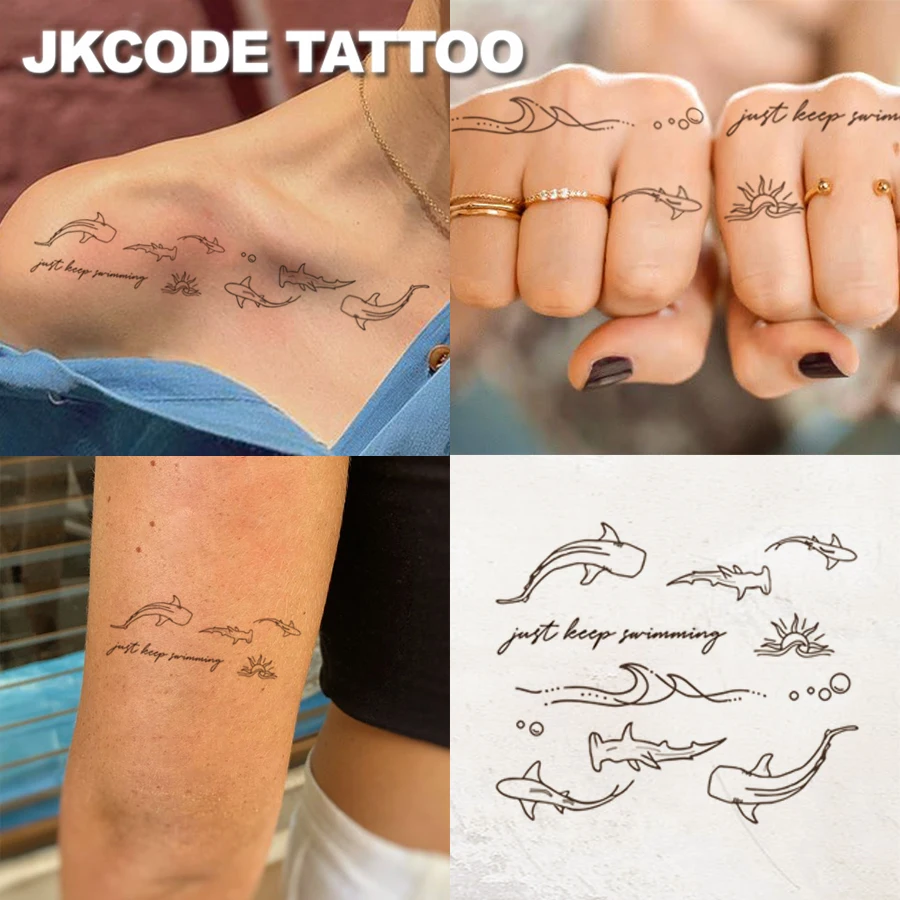 

Ocean Minimal Tattoo - Травяная татуировка-наклейка Ins Style Cute Design - Ins Style - Ocean Theme Island Style Pattern - Shark Tattoo - Cute Tattoo Модные аксессуары для девочек для женщин, пальцев, рук и татуировки на шею, долговечная водонепроницаемая