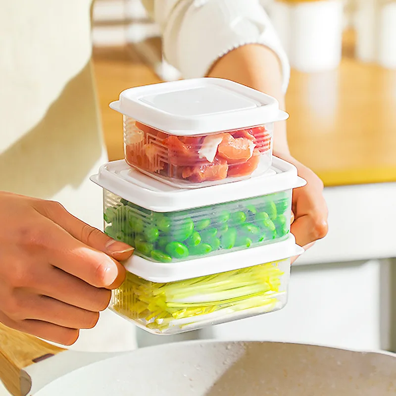 Caixa de Armazenamento de Alimentos de Plástico Reforçado, Preservação da Frescura, Segura para Micro-ondas e Refrigerador, C...