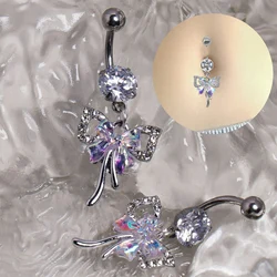 Zircon Bowknot Crystal Belly Button Rings Piercing Navel Rings Body Jewelry for Women Fashion Body Piercing Jewelry