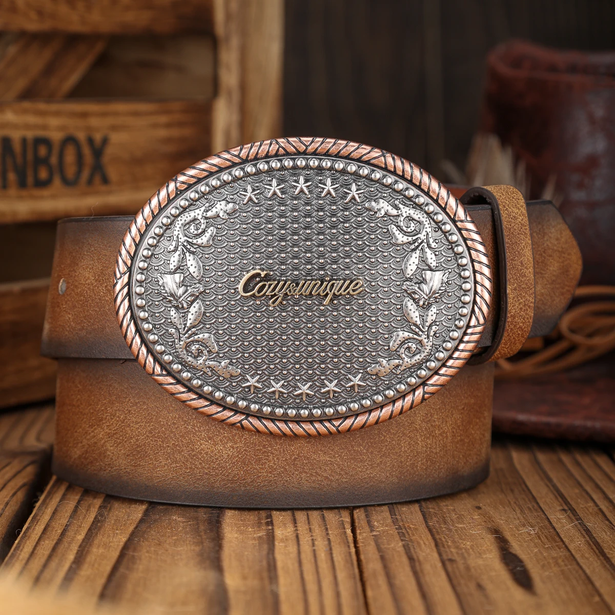 A PU Belt Suitable for Both Men and Women, Combining the Style of Western Denim and Retro, Is Perfect for Daily Casual Outings