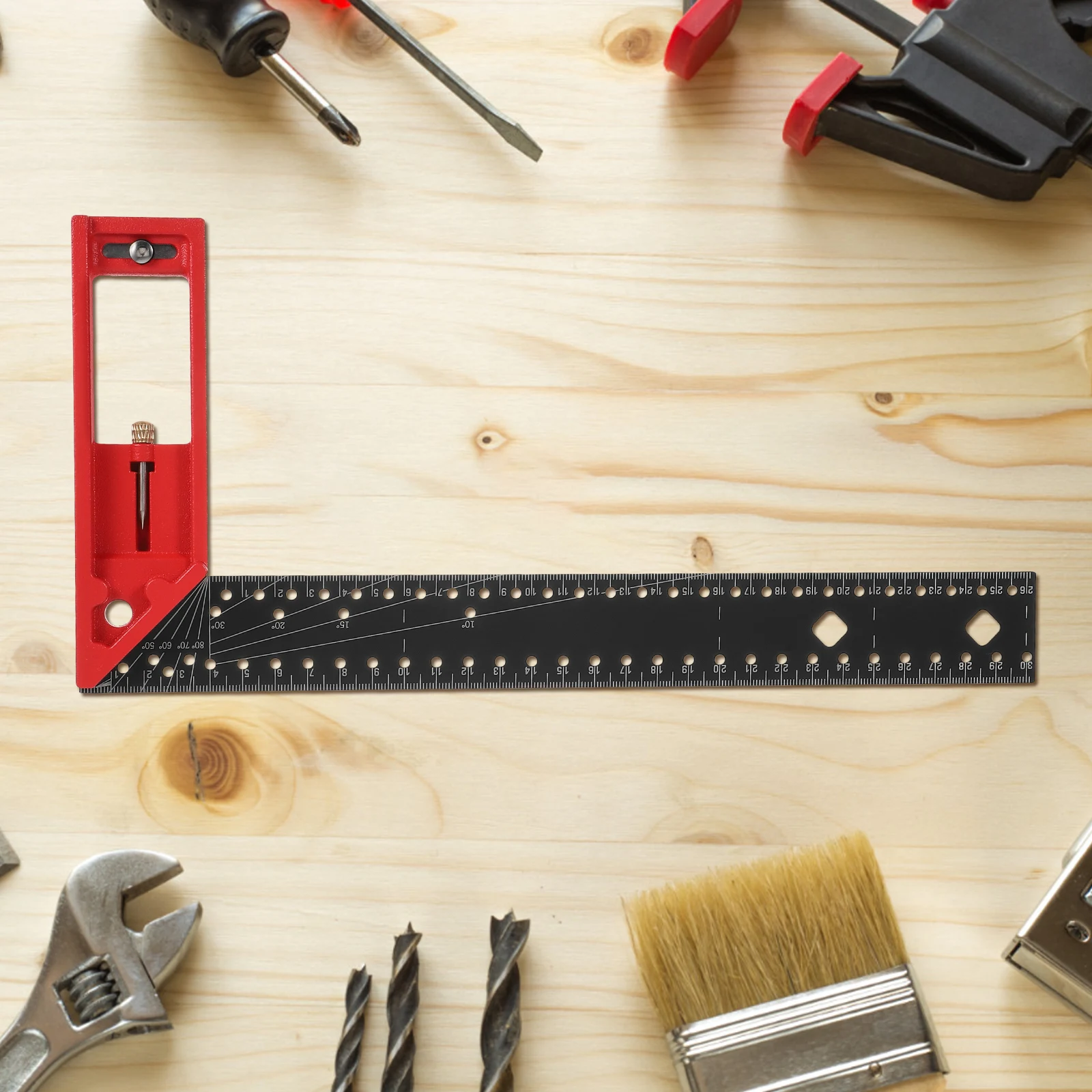 

Aluminum Alloy Carpentry Square Ruler Woodworking Protractor Multi Angle Measuring Folding Tool For Construction Projects
