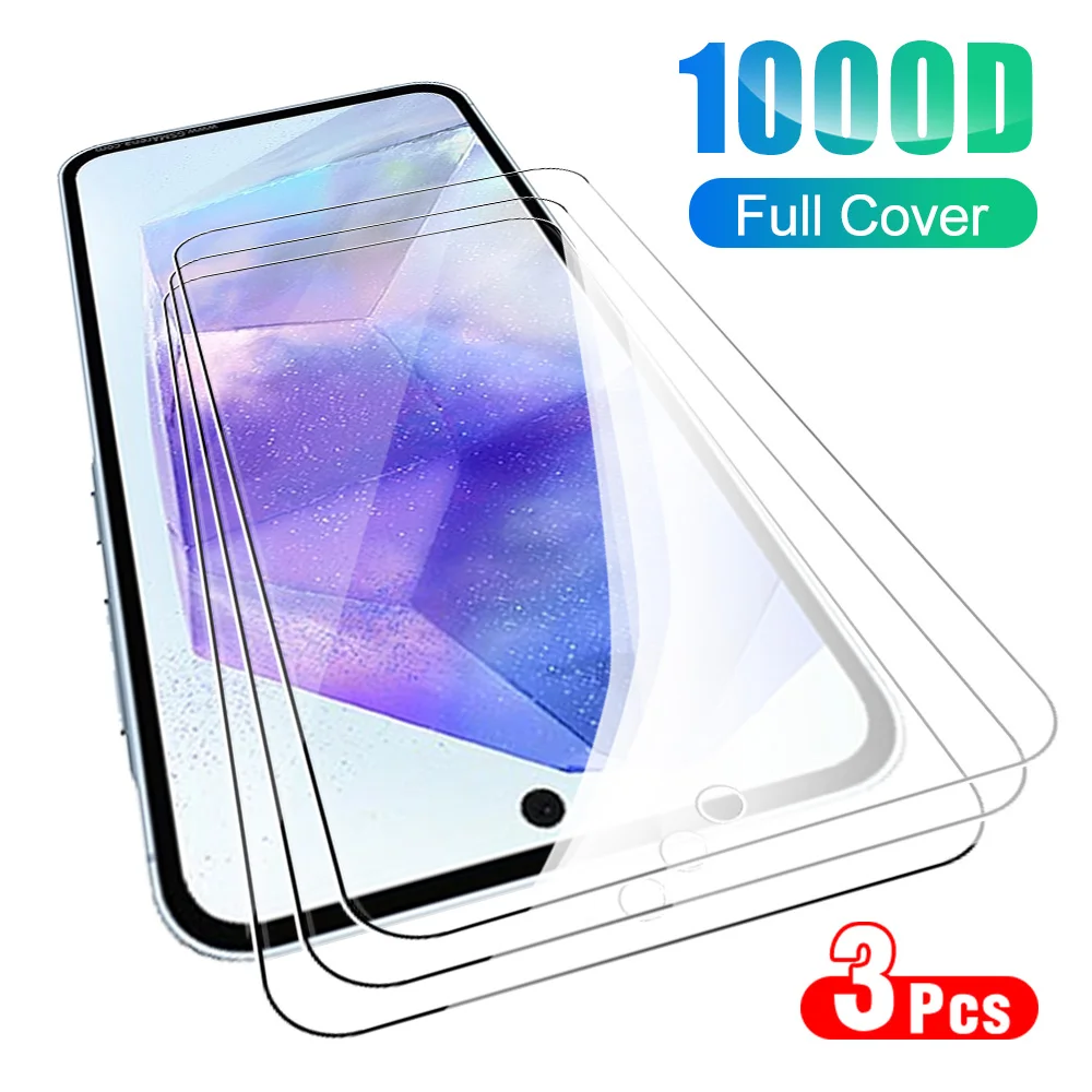 3PCS Protective Glass Case For Samsung Galaxy A55 A 55 55A 5G Tempered Film On Sumsung A55 6.6'' creen Protector Cover SM-A556B