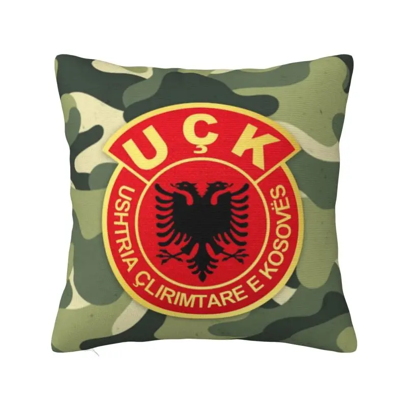 Custom Old Albania Flag UCk Cushion Cover Soft Kosovo Liberation Army Throw Pillow Case for Sofa Square Pillowcase Home Decor