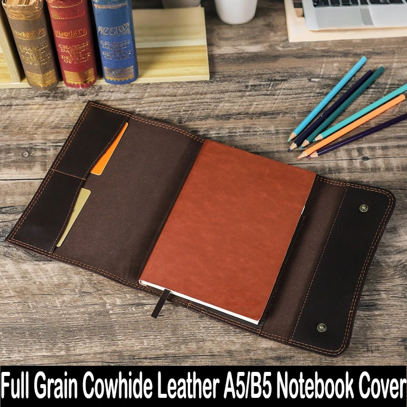 Custodia per notebook flip A5 B5 in pelle pieno fiore caffè vintage fatta a mano per materiale scolastico di cancelleria per l'organizzazione dell'ufficio
