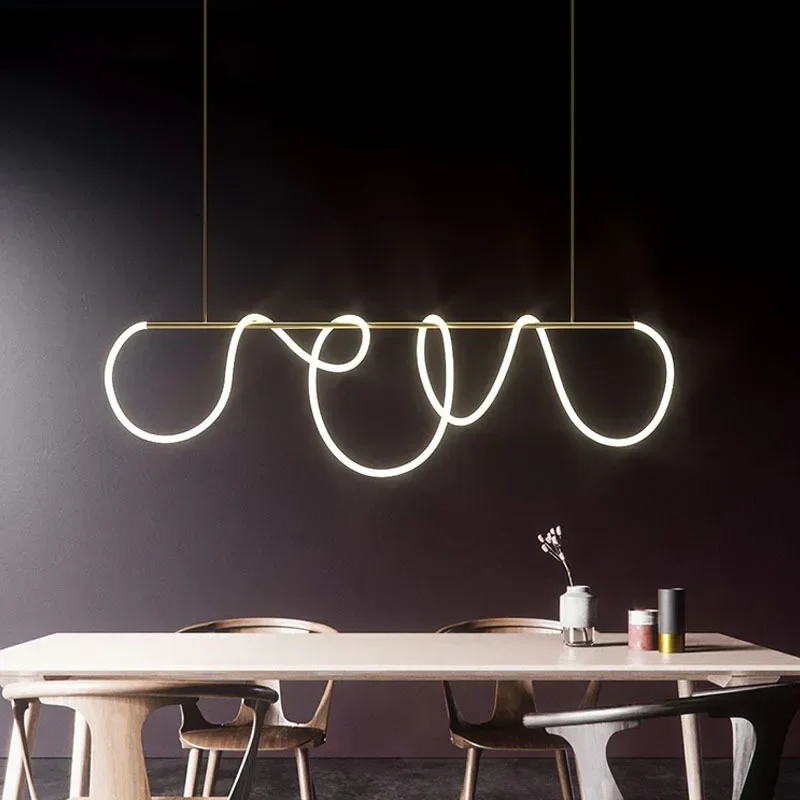 Led Chandeliers for Living Room Dining Pendant Modern Hanging Lamp for Ceiling Linear Lighting Long Strip Designer Light 200CM