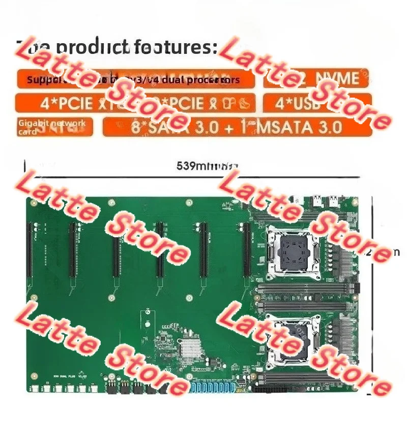X99 Dual-Socket PLUS Motherboard LGA2011-3 Processor DDR4 Memory 6 PCIe Graphics Card Slots Wide Spacing