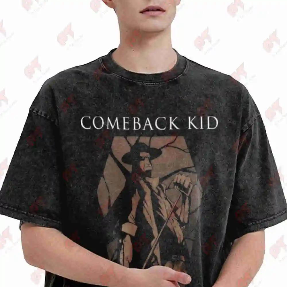 Comeback Kid Wake The Dead Skeleton Vintage Washed Tee Pure Cotton T-Shirt