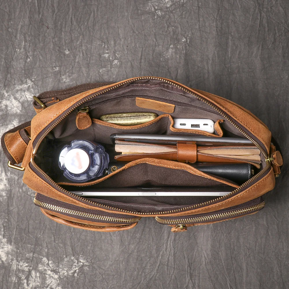 LUOKIR Vintage Neue männer Echte Leder Schulter Tasche Casual Reise Wildleder Umhängetasche Rindsleder Große Kapazität iPad Tasche – Detail 11