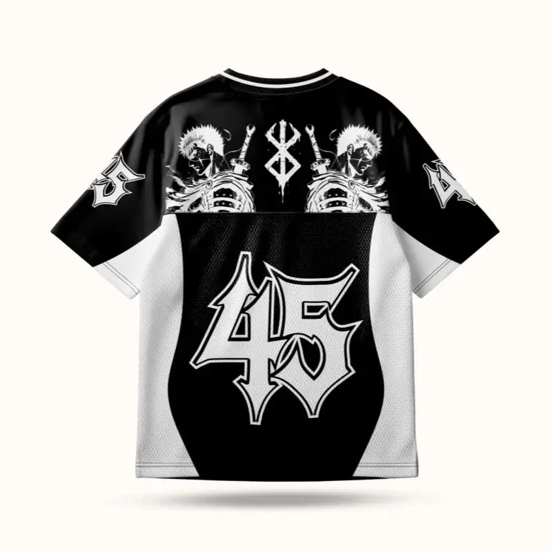 

2026 Summer New Style Children's Berserk Anime Jersey Oversized Y2K Men Women Breathable Quick-Drying Fashion Casual T-Shirt