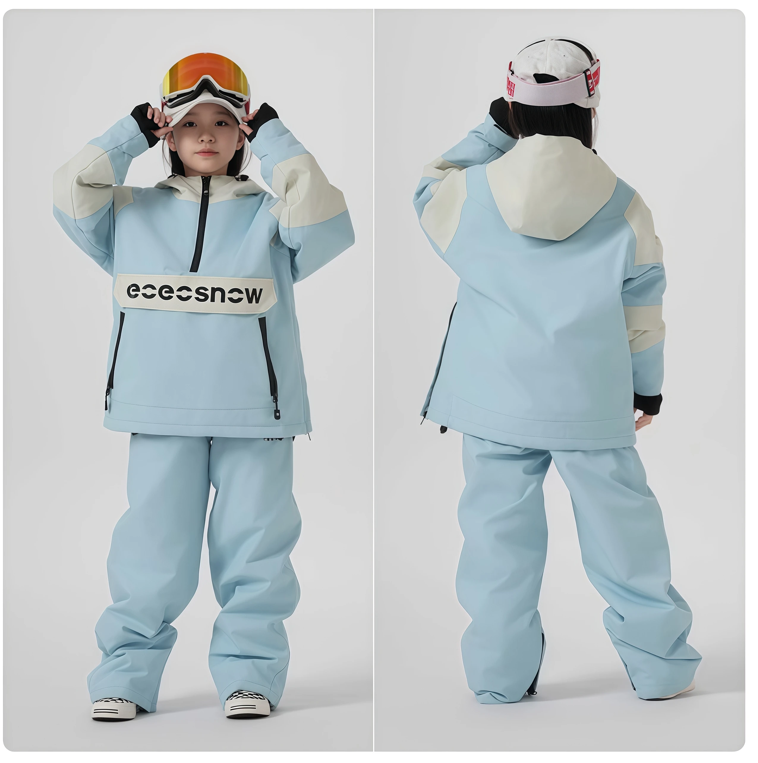 APVCX 어린이 스노우 세트 세트, 통기성 방수 스키 세트, 소년 소녀 야외 스포츠 스노보드 재킷 및 바지