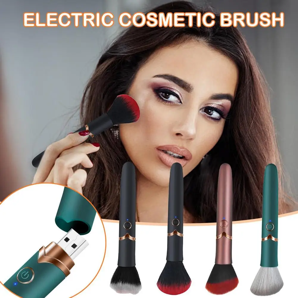 Elektrischer Kosmetikpinsel, Foundation, Rouge, lose Puderpinsel, Werkzeuge, multifunktionale Vibration, wiederaufladbare Gesichts-Make-up-Pinsel