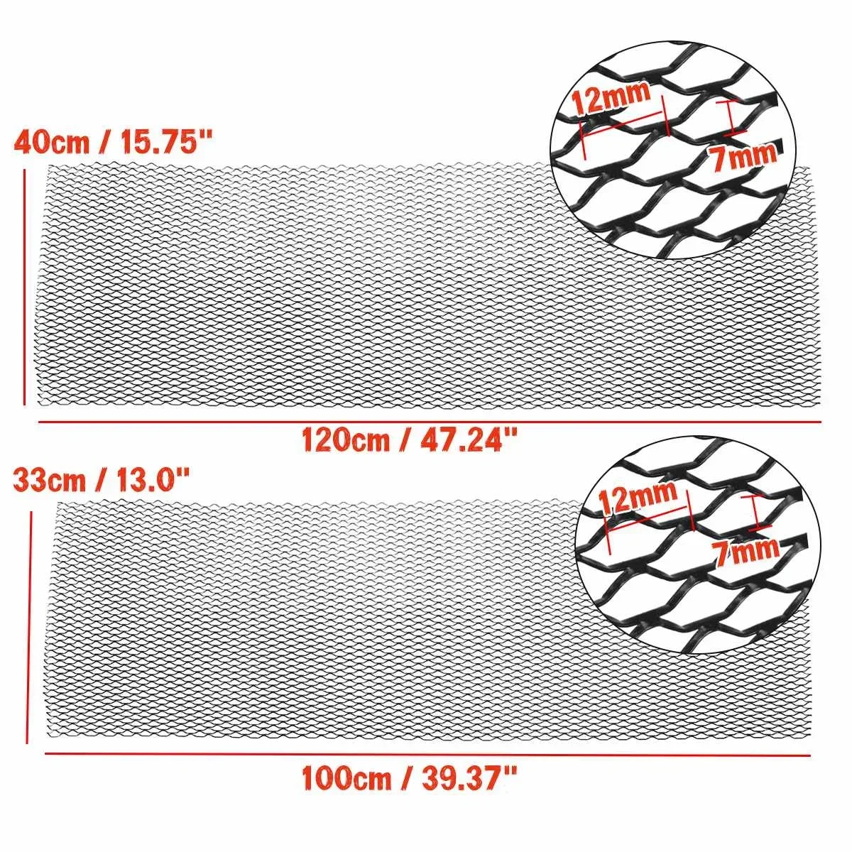 100x30/120x40cm Aluminium Car-styling Grill Net Mesh Racing Grill Cover Bumper Hood Vent Grille Net Universal