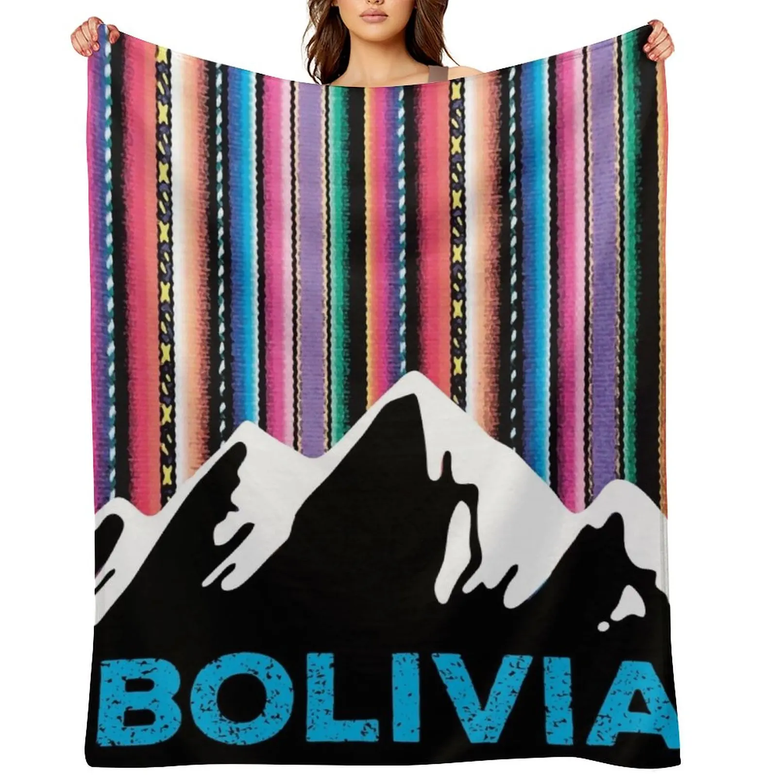 

Andean Bolivian mountains and colorful aguayo sky Throw Blanket Custom for babies bed plaid halloween Blankets