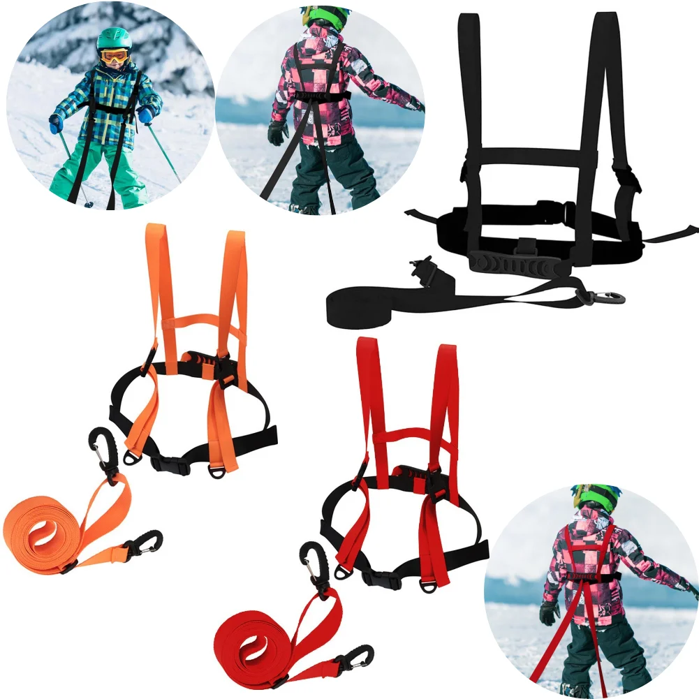 Kids Ski Training Belt Anti-Falling Chest Strap Skiing Safety Traction Harness Rope with Nylon Webbing Buckles