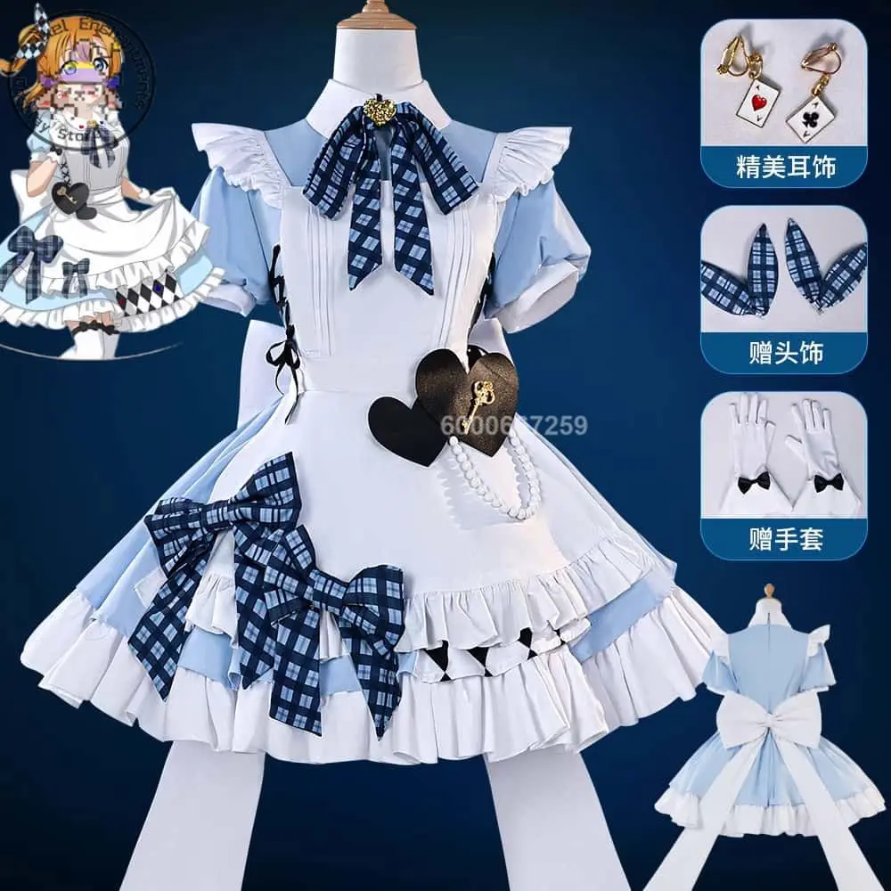 Anime Lovelive Magis Cosplay Kostüm Anime Rollenspiel Dienstmädchen Blau Süßes Kleid für Frauen Comic Con Party Coffee Shop Uniform Anzüge
