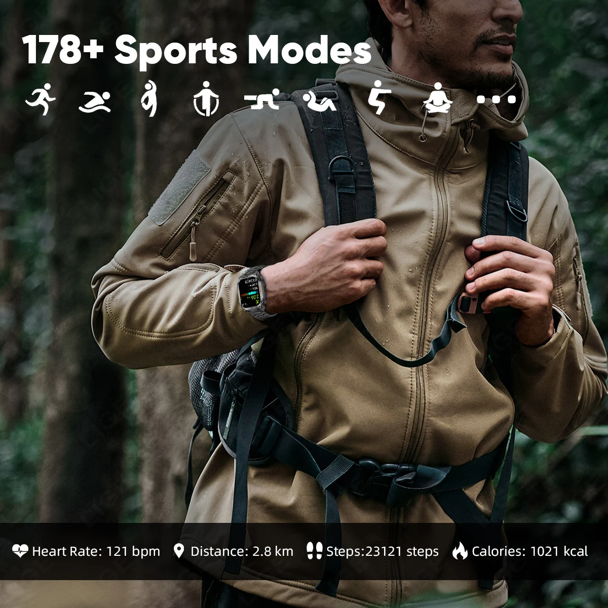 LIGE 새로운 GPS 추적 스마트워치 LED 플래시 1.96인치 HD 화면 나침반 BT 통화 방수 스포츠 스마트워치 (안드로이드 iOS용)