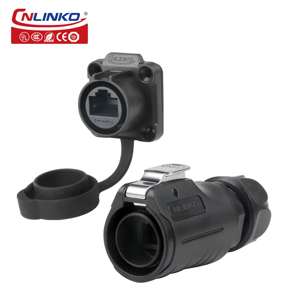 CNLINKO LP20 RJ45 CAT6 IP68 waterdichte industriële Ethernet-connectorkoppeling voor zware omgevingen buiten LAN-netwerkadapter
