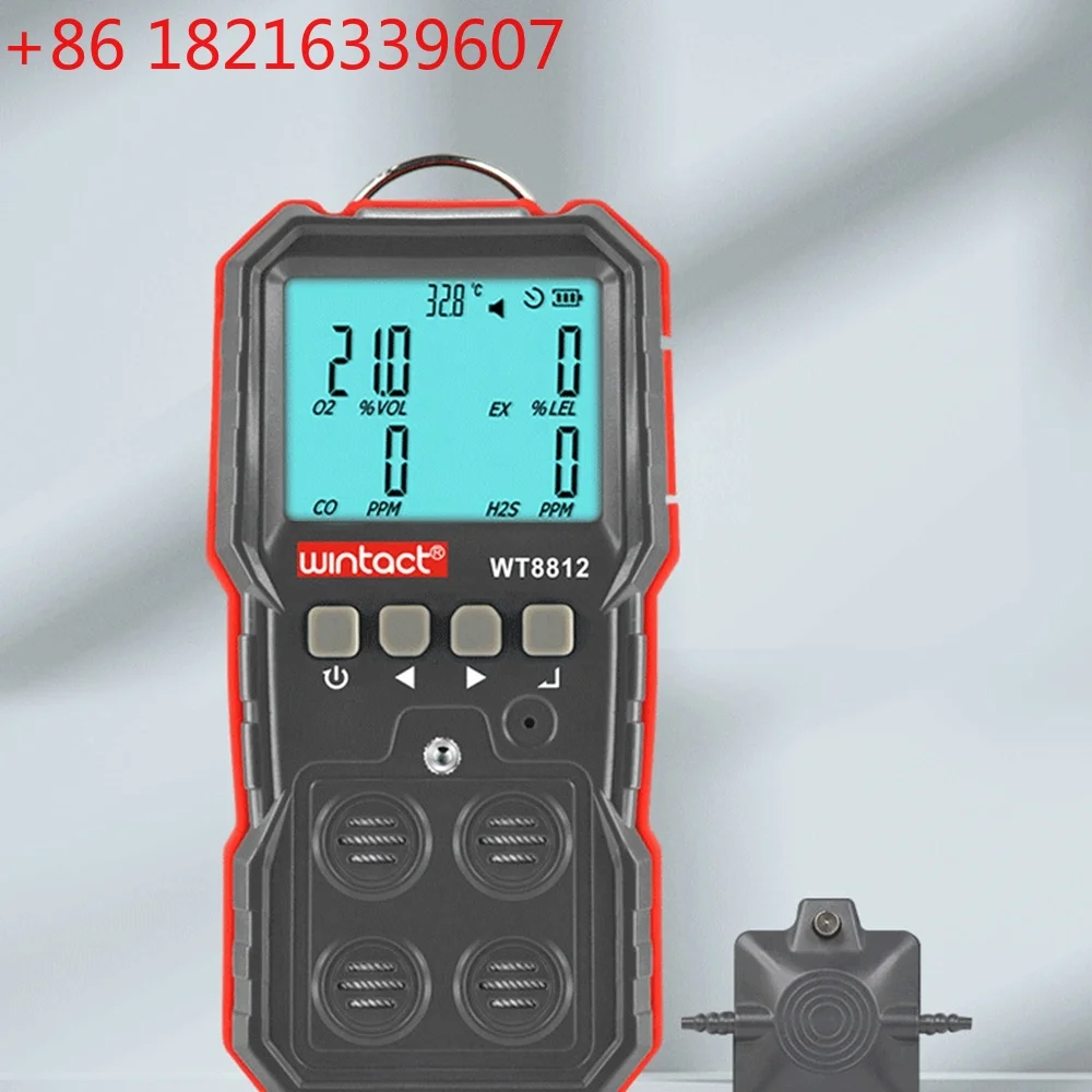 YAO Wintact Digital Compoud Gas Monitor LCD Display Rechargeable Combustible O2 H2S CO Gas Leak Sensor Sound-light Vibration Ala