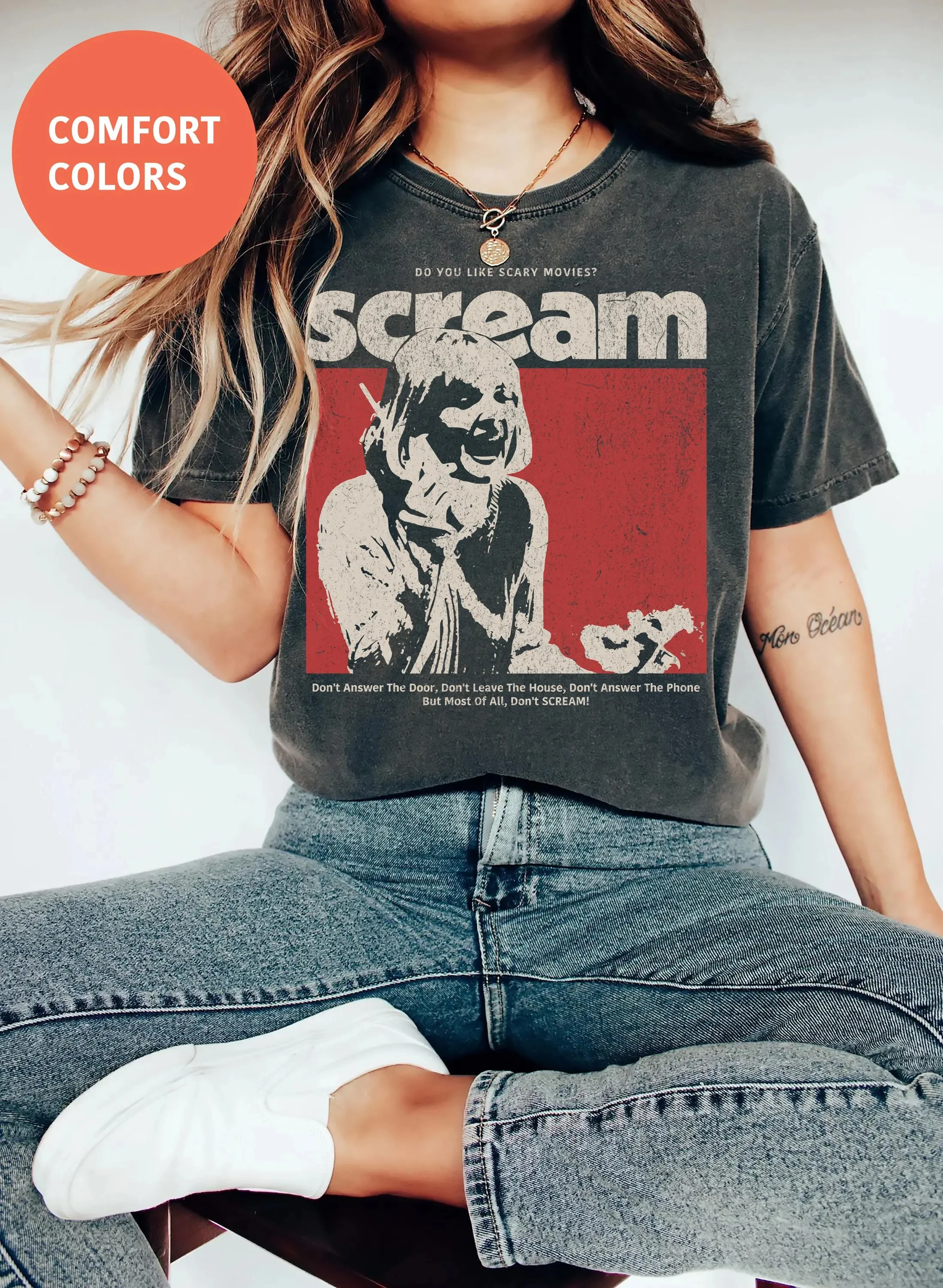 Scream Movie Vintage Graphic Tee Retro Horror Shirt Scary Movie Comfort Colors Holiday Horror Gift Halloween Gifts