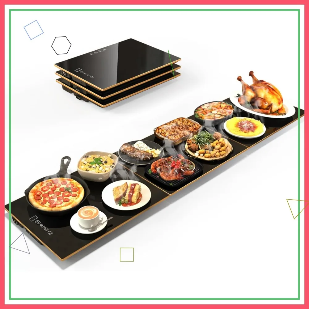 

Electric Warming Tray 47x12in, 8-Level Temp & Timer, Spliceable Buffet Food Warmer