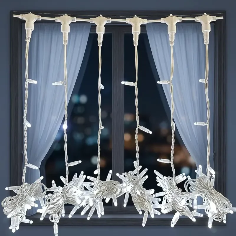 for Outdoor Copper Wire Glue Filled Christmas Fairy Tale LED Curtain Light 2x2m 400LED 220V 70W IP65 Warm White
