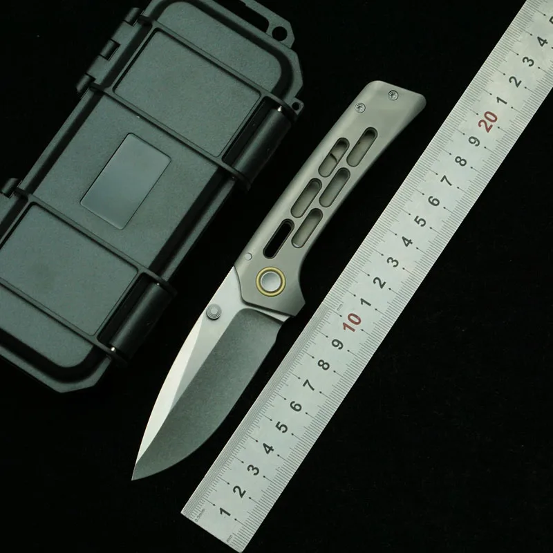 

LEMIFSHE customized NEW Real D2 Blade Titanium handle Ceramic Bearings Pocket EDC Tool Camping Outdoor Folding Knife