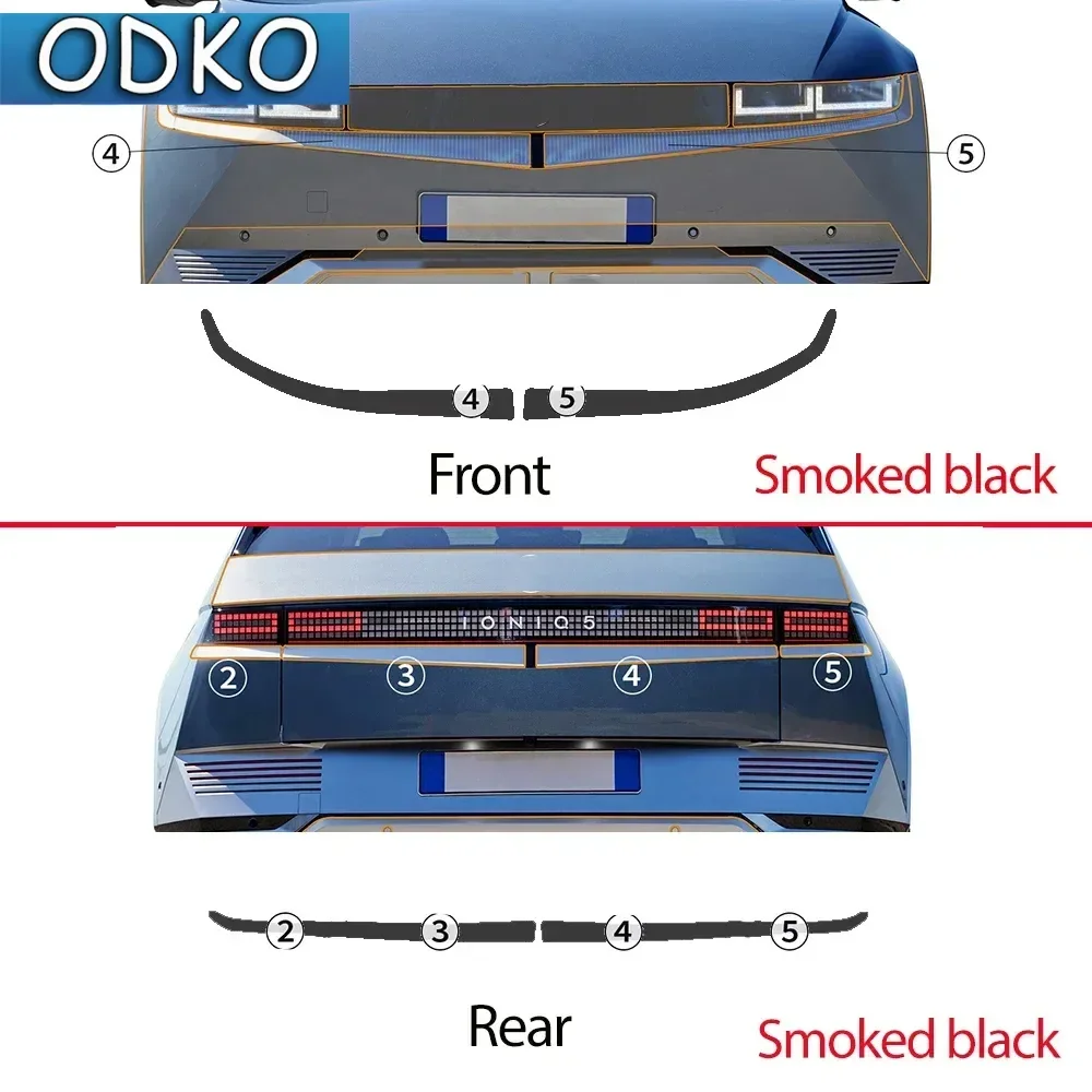 Smoked Black for Ioniq 5 2022 2023 Headlight Rearview Protection Film Car Sticker Anti-scratch Protective Smoked Clear