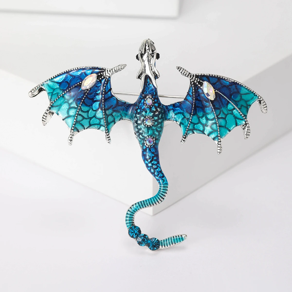 StarryGem Wholesale Enamel Dragon Pins for Women Rhinestone Flying Dragons Brooch Office Party Friend Gifts Jewelry Accessories