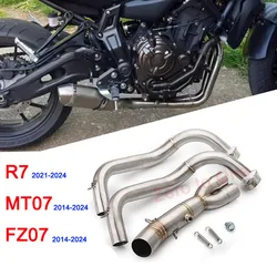 For YAMAHA MT07 FZ07 2014-2024 Years R7 2021-2024 Years Motorcycle Exhaust Full Systems Escape Moto Modified header Link Pipe