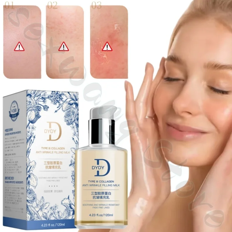 DYDY – lait de remplissage au collagène à trois types, 120ml, raffermissant, éclaircissant, ridules, améliore le visage, peau hydratante rugueuse