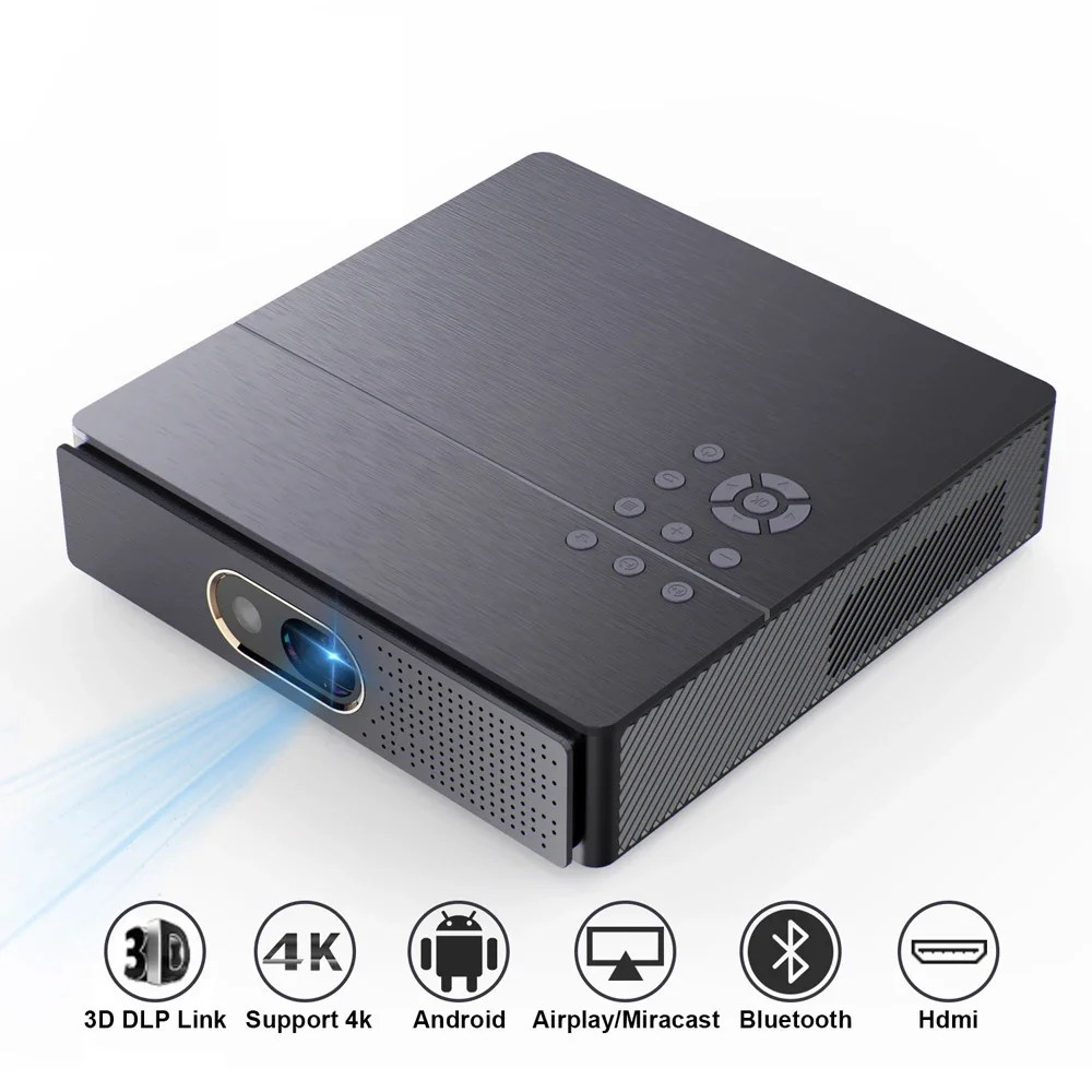 Dlp Projector 4K 2000 Ansi Dlp Mini Draagbare Projector Android 9 2Gb Ram 32Gb Rom Mini Dlp Projector Hd 1080P