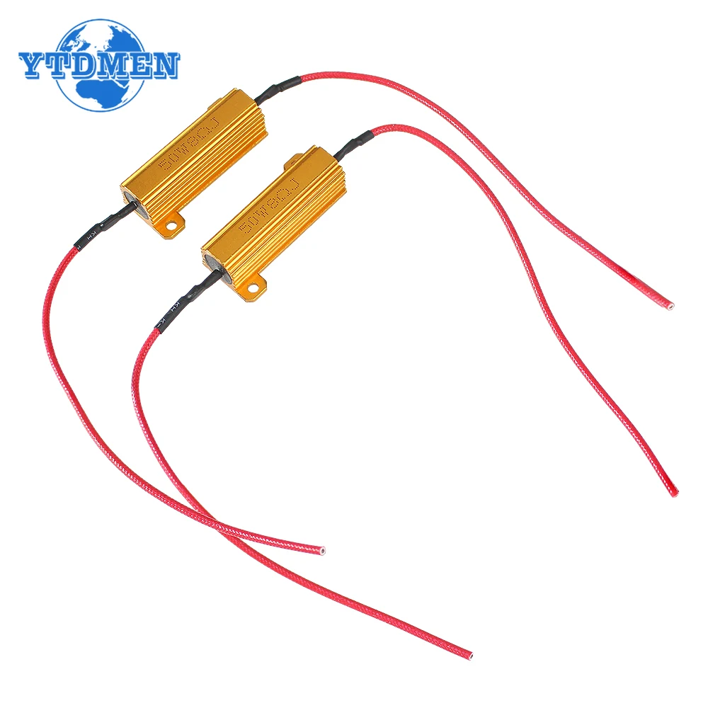 2PCS 50W 8 Ohm Load Resistor for Led Lights, 50W Power Resistor 12V 8R Steering Decoder Resistors for Car Turn Signal Lamp