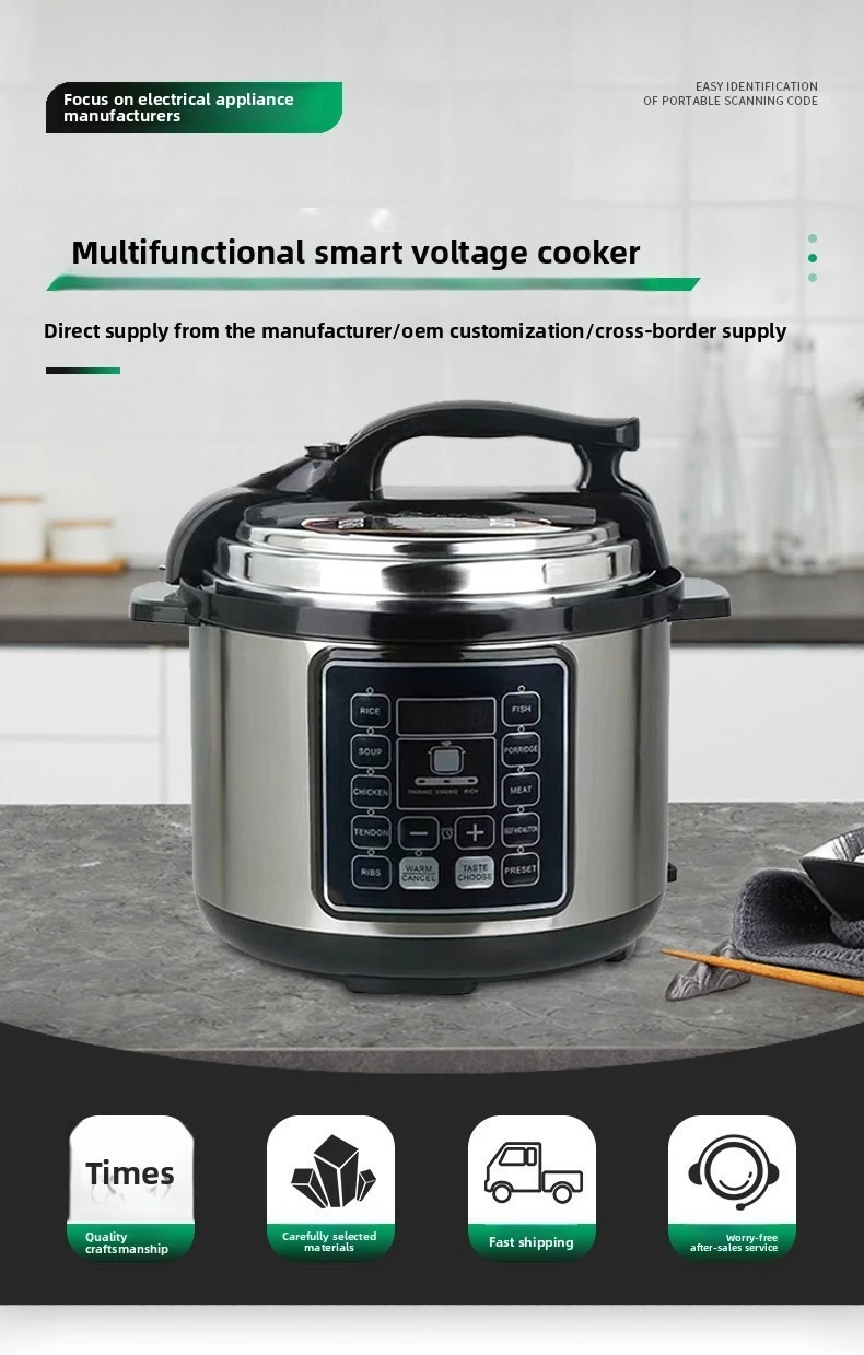 6L Multi-Function Pressure Cooker - Smart Electric Pot with Multi-Voltage for Global Use