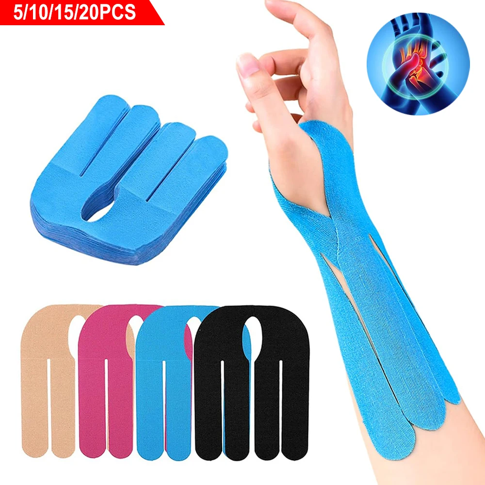 

5/10/15/20PCS Waterproof & Breathable Precut Kinesiology Tape for Wrist, Elastic Athletic Tape for Sports Joints Muscle Support